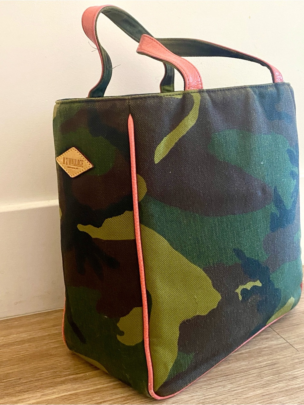 MZ Wallace Camouflage Tote with Pink Trim